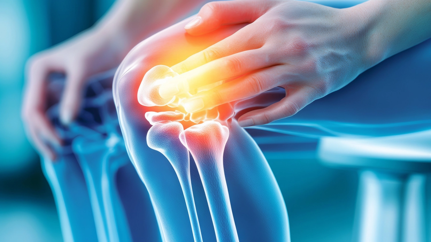 Osteopathie am Park - Ganzheitliche Behandlung - Das Bild zeigt eine grafische Darstellung eines menschlichen Kniegelenks